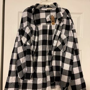 Brand new never worn plaid black and white button down.
